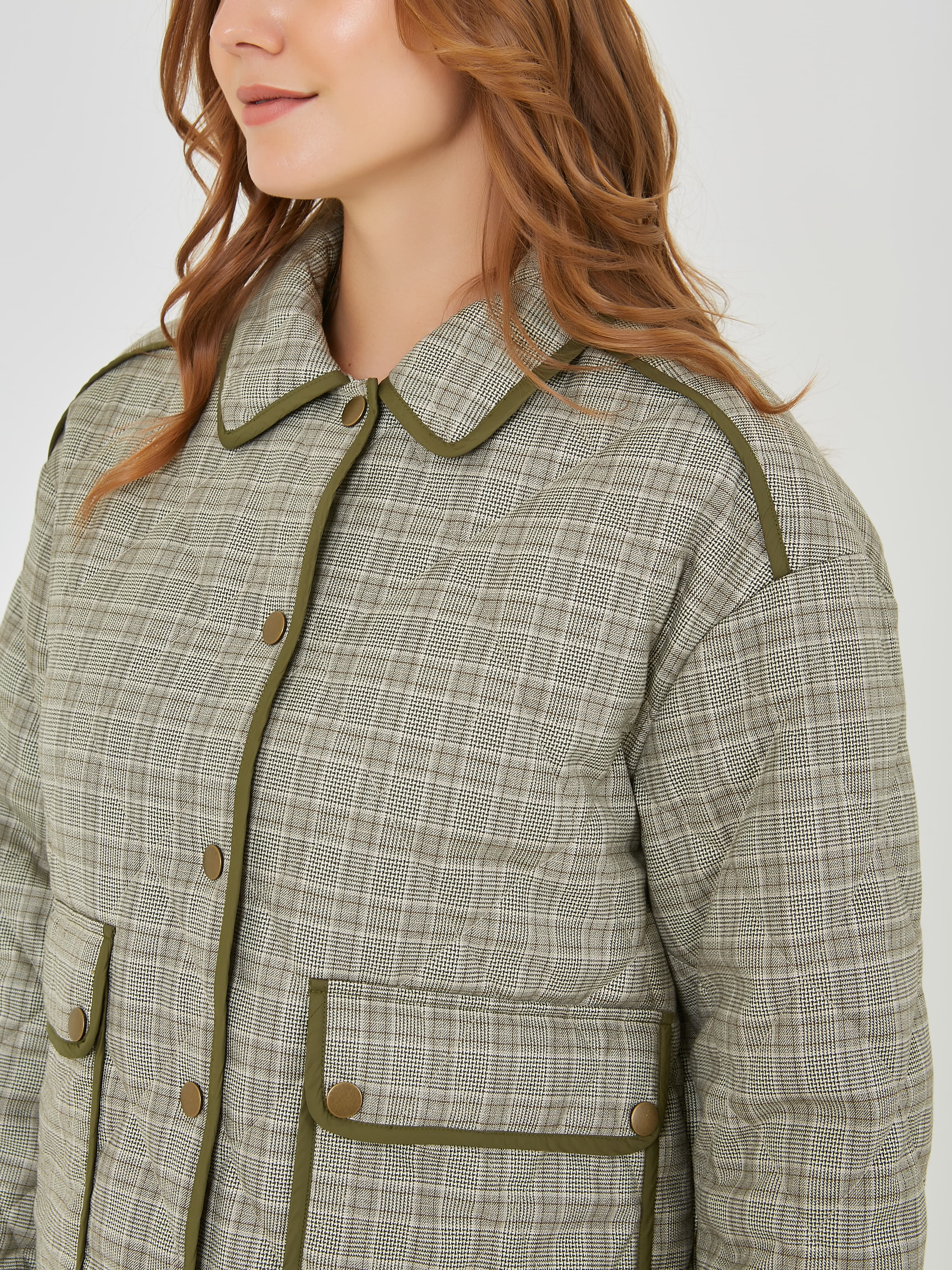 КУРТКА STERN стильный клетчатый узор и контрастная отделка