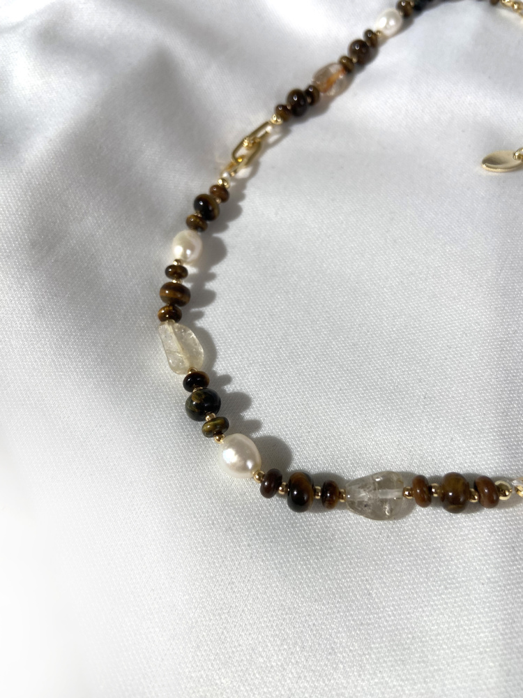 КОЛЬЕ ONLY YOU стильное с золотистой цепочкой и искусственным жемчугом