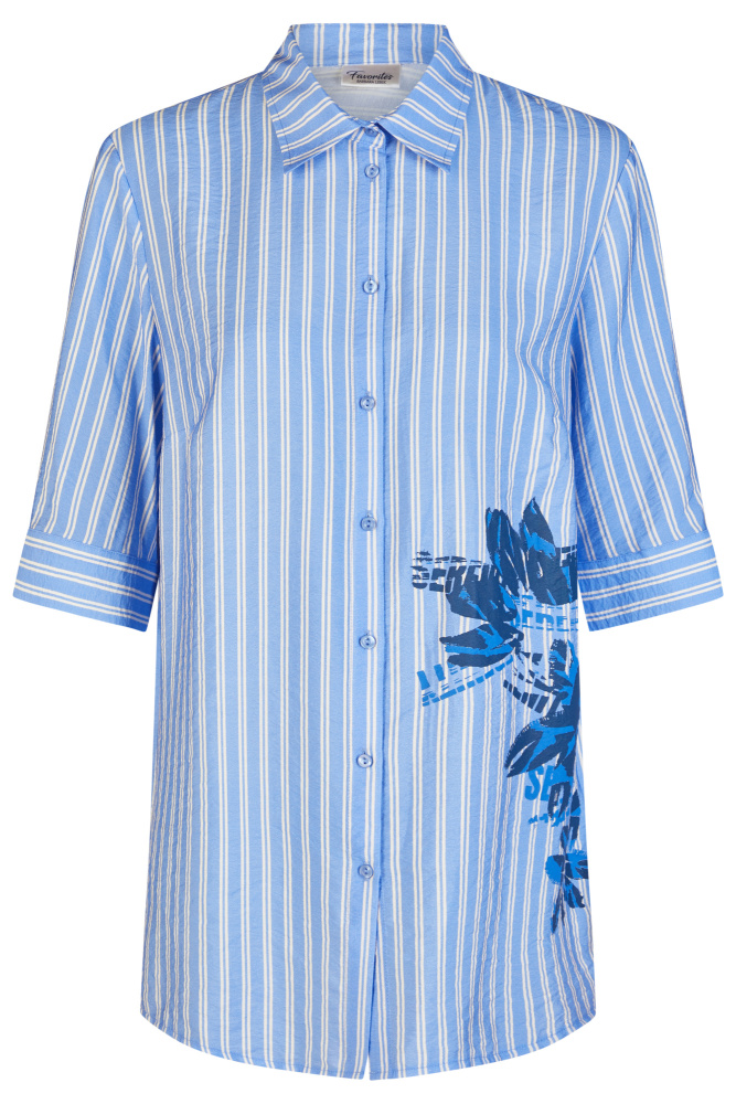 БЛУЗКА LEBEK рубашечный крой с отложным воротником и цветочным принтом